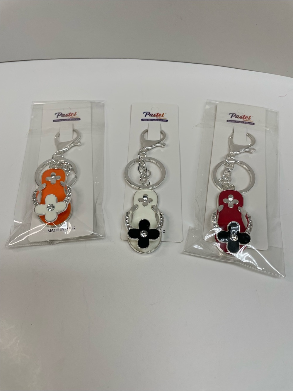 Flip Flop Bag Charms with Flower Accent Set of 3